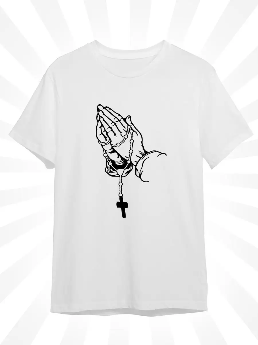 Футболка Jesus Christ Руки Молитва Крест Четки духовная
