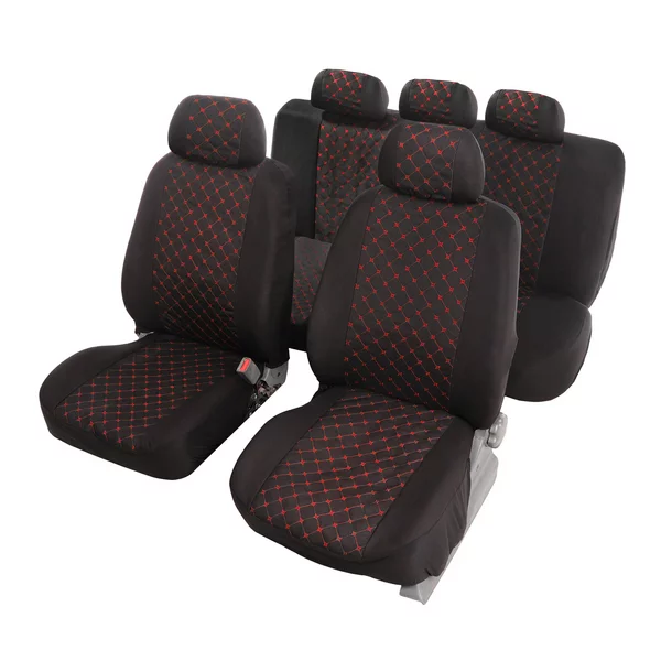 Авточехлы Premium, красная строчка