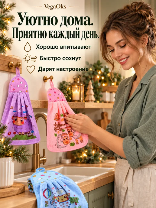 VegaOks Кухонные полотенца подарок Новый год 2027 символ года 12 шт, 12 шт, фото 2