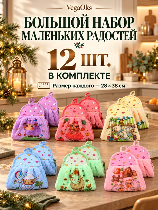 VegaOks Кухонные полотенца подарок Новый год 2027 символ года 12 шт, 12 шт, фото 4