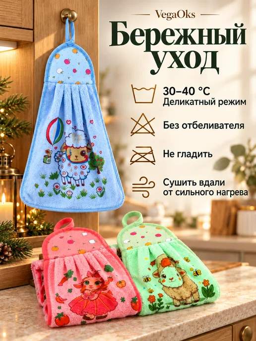 VegaOks Кухонные полотенца подарок Новый год 2027 символ года 12 шт, 12 шт, фото 6