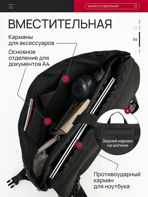 Tuesday team Сумка для ноутбука 15.6 - 16 дюймов женская противоударная, вариант, фото 3