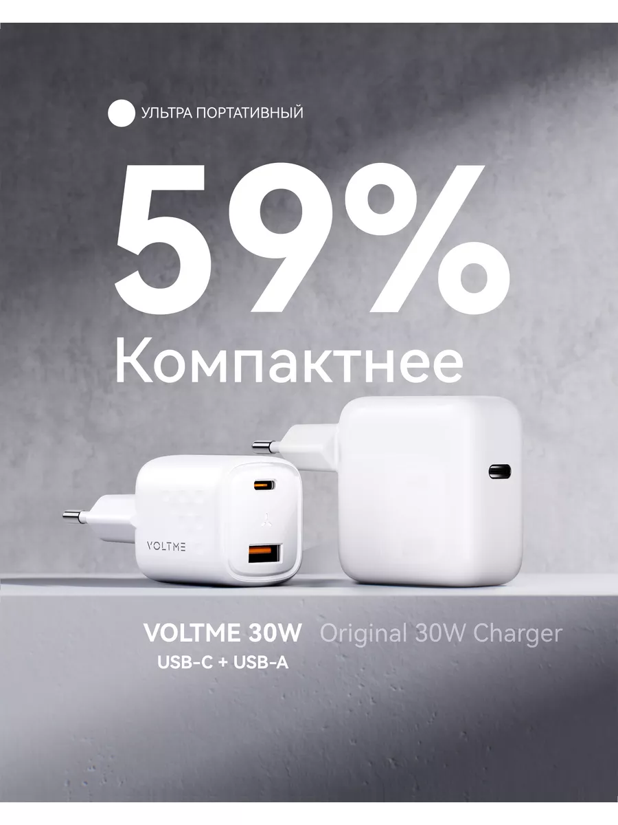 Revo 30CA GaN быстрая зарядка для iphone Type-C 30 Вт VOLTME 169355123  купить за 1 569 ₽ в интернет-магазине Wildberries