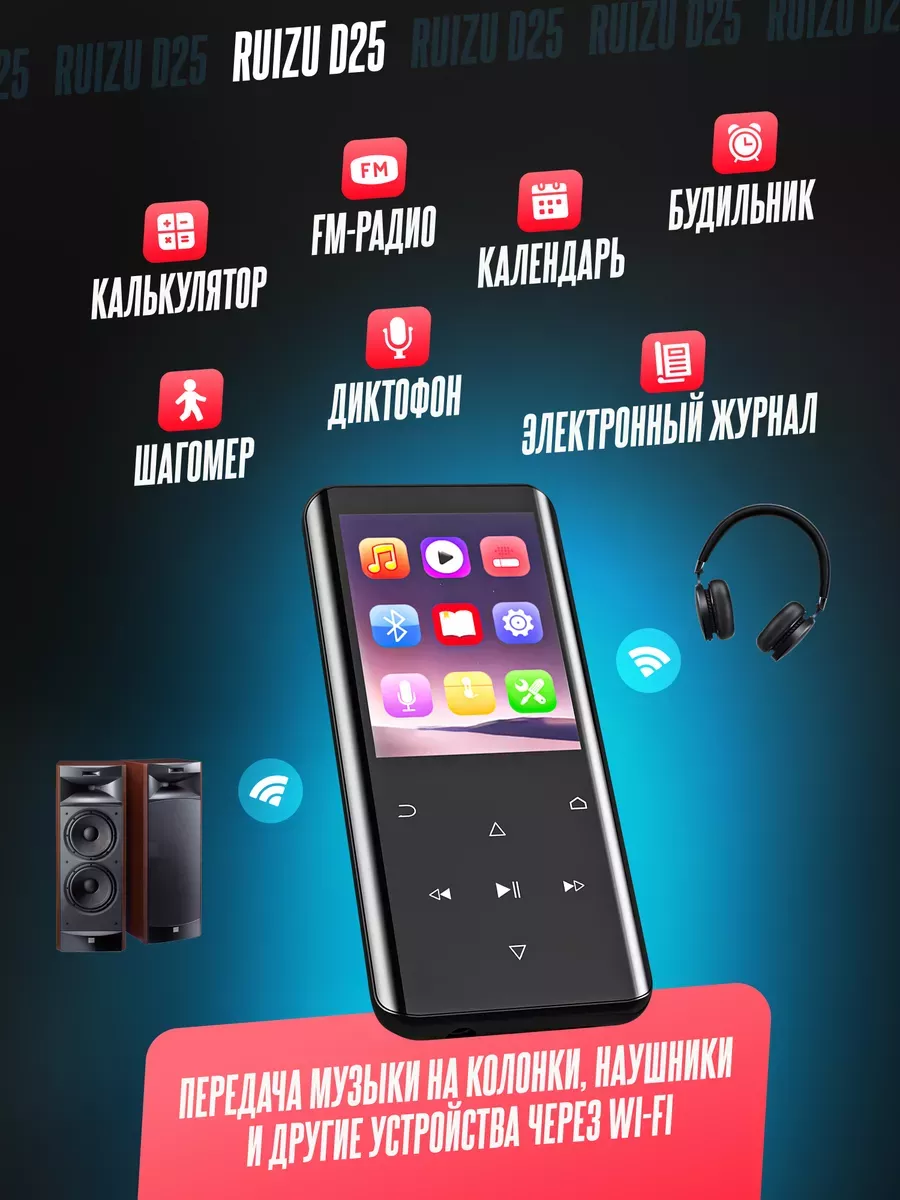 Портативный HiFi музыкальный mp3 плеер RUIZU D25 32 Gb XTELL 169388305  купить за 2 554 ₽ в интернет-магазине Wildberries