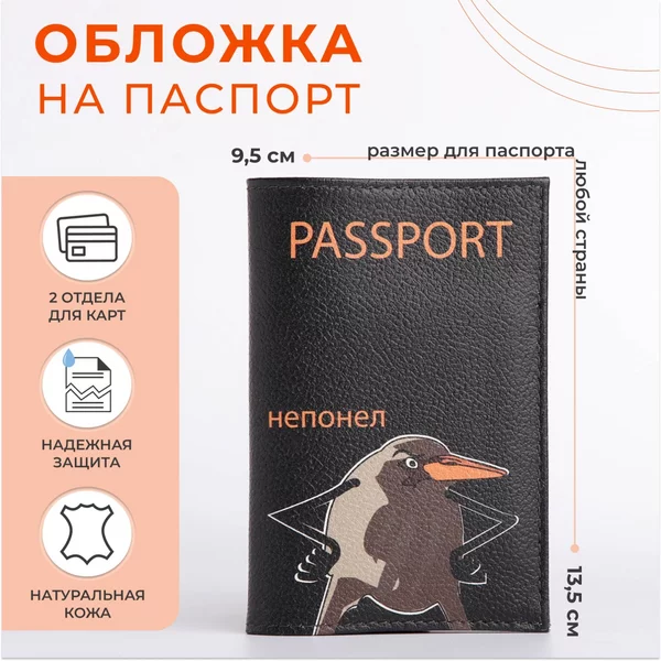 Обложка для паспорта, цвет чёрный