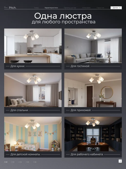 Pitch. Люстра потолочная на кухню для прихожей спальни и гостиной, белый, фото 2