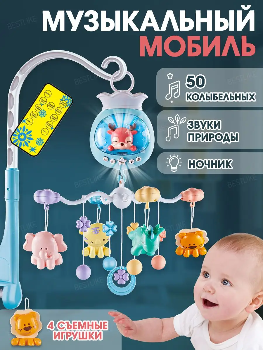 Мобиль в кроватку с ночником Best for baby! 169451870 купить за 1 719 ₽ в  интернет-магазине Wildberries