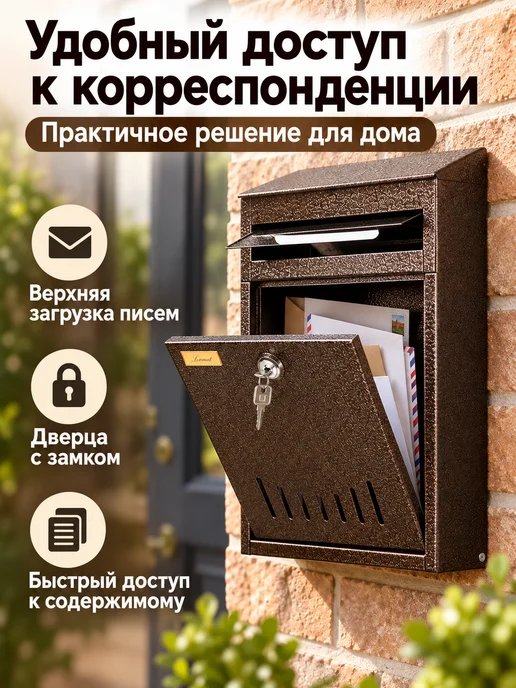 Форком Почтовый ящик Элит с замком цвет Антик медь, коричневый, фото 2