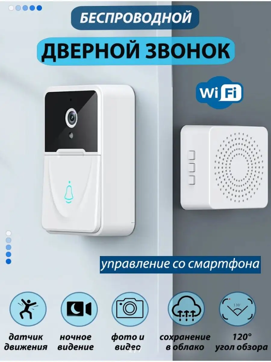 Видеоглазок умный дверной звонок с wifi домофон беспроводной ATMT 169465621  купить за 765 ₽ в интернет-магазине Wildberries