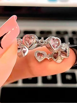 Кольцо сердца Y2K бижутерия регулируемое