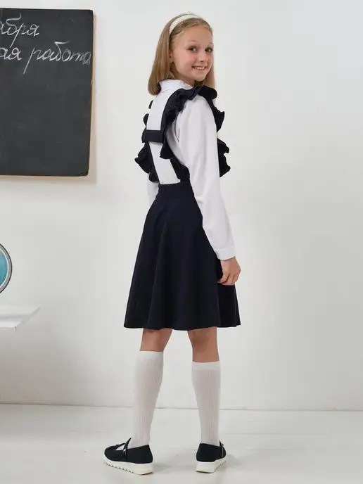 School world Школьный сарафан на лямках, черный, фото 4