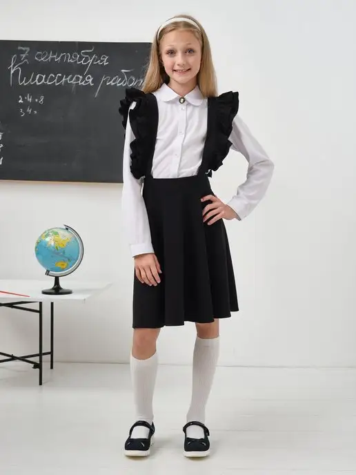 School world Школьный сарафан на лямках, черный, фото 5