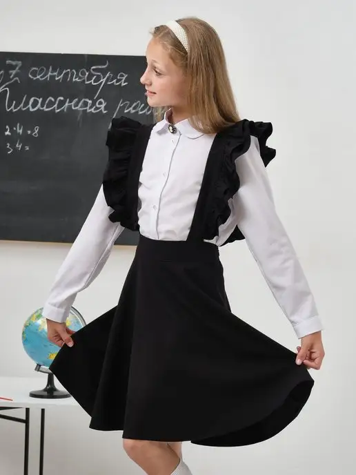 School world Школьный сарафан на лямках, черный, фото 6