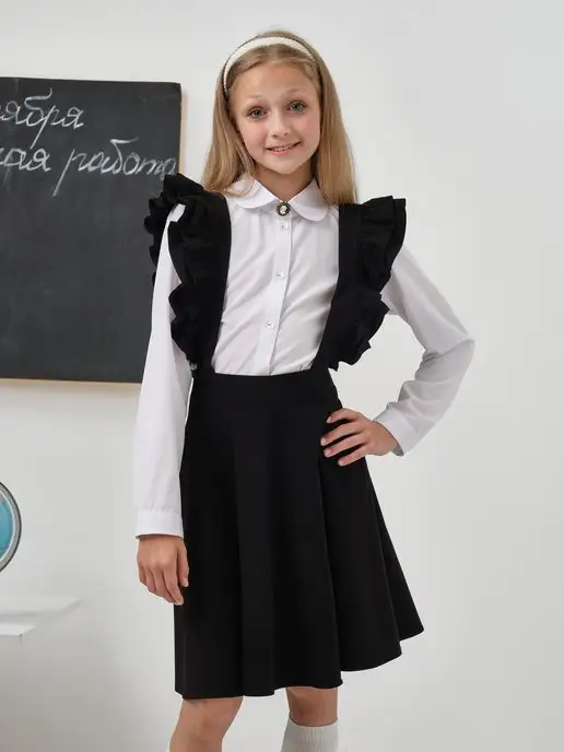 School world Школьный сарафан на лямках, черный, фото 7