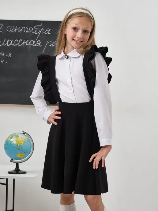 School world Школьный сарафан на лямках, черный, фото 8