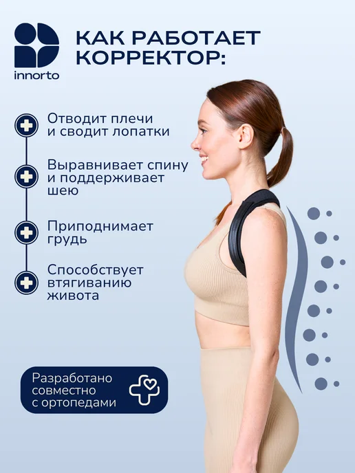 INNORTO Корректор осанки для спины ортопедический, вариант, фото 4
