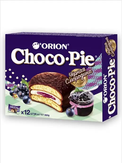 ОРИОН GROUP Печенье Orion Choco Pie Black Currant, 4 упак по 12 шт*30 г, 12 шт, 30 г, фото 3