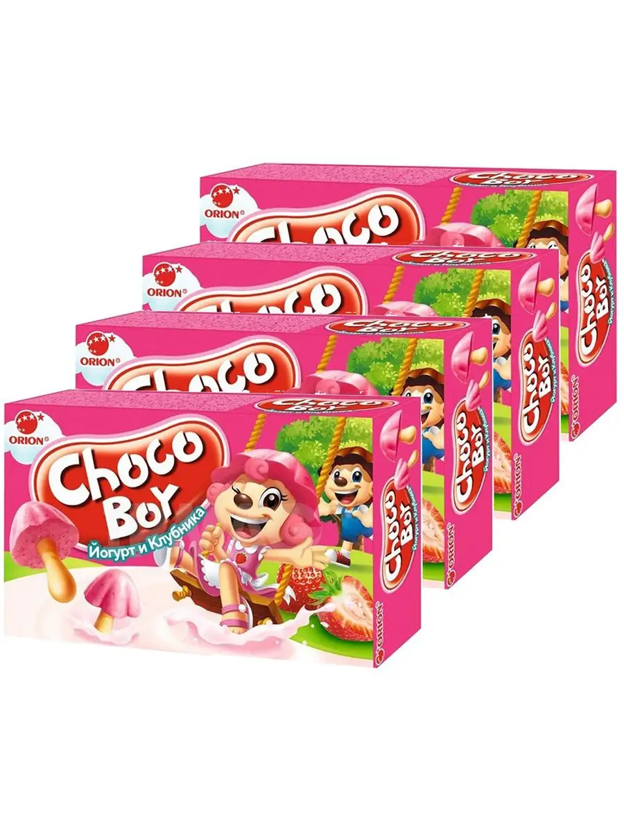 Печенье Choco Boy Клубника и Йогурт, 4 упаковки по 40г ОРИОН Group  169634510 купить за 295 ₽ в интернет-магазине Wildberries