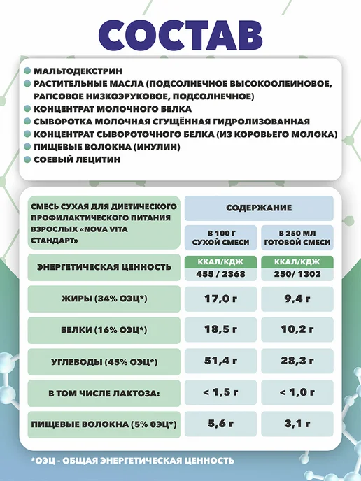 Nova Vita Беларусь Смесь белковое питание для лежачих и онкобольных, вариант, фото 7
