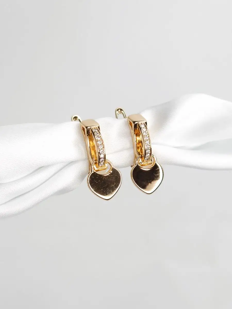 Серьги женские подвески, сердце, 2 см.