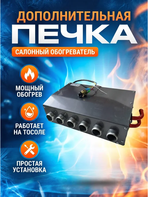 AUTOZAPAD Обогреватель салона авто 6 сопел 24 V, с регулятором, вариант