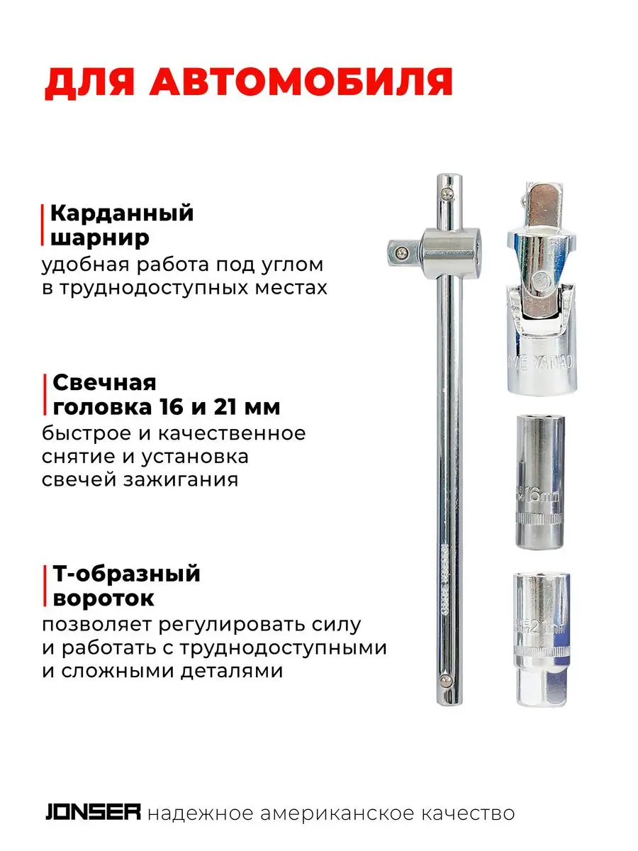 Набор инструментов и оснастки для автомобиля и дома JONSER JONSER 169737743  купить в интернет-магазине Wildberries