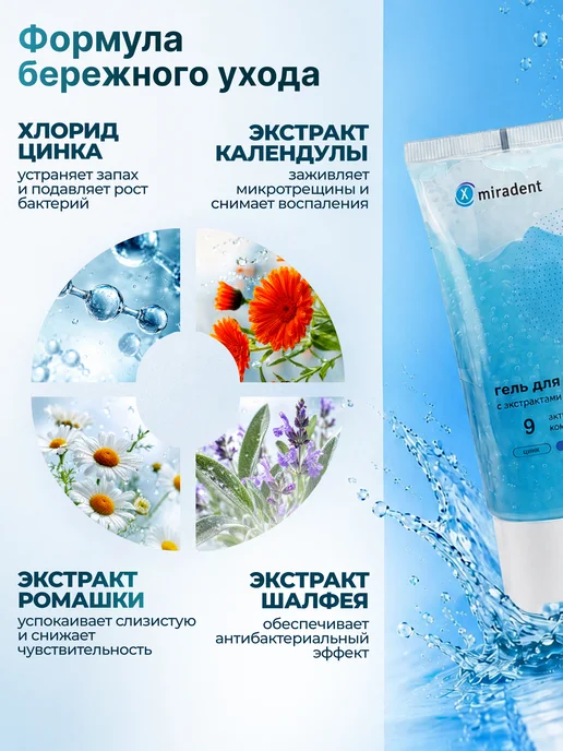 miradent Набор для чистки языка (гель 50мл и щетка-скребок), 50 мл, фото 5