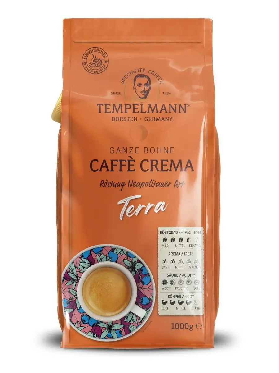 Кофе в зёрнах Темпельманн Terra CAFFE CREMA 1 кг Tempelmann 169768372  купить за 1 367 ₽ в интернет-магазине Wildberries