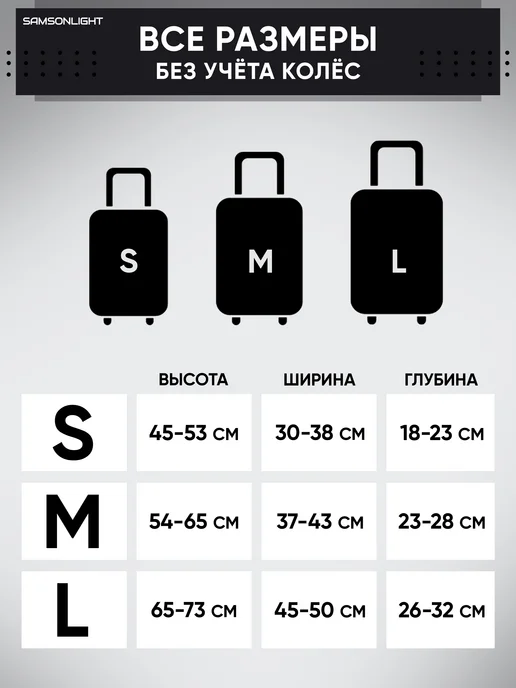 SAMSONLIGHT Чехол на чемодан S плотный защитный, черный, фото 7