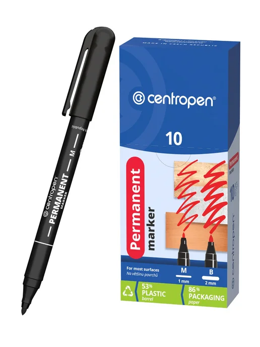 CENTROPEN Маркер перманентный 10 шт PERMANENT 2846 1 мм черный, 5 шт, фото 5