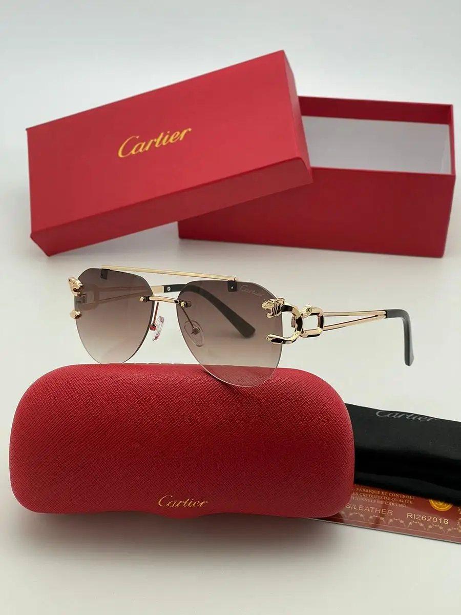 Брендовые солнцезащитные очки/Cartier/replica CARTIER 169776580 купить за 1  808 ₽ в интернет-магазине Wildberries