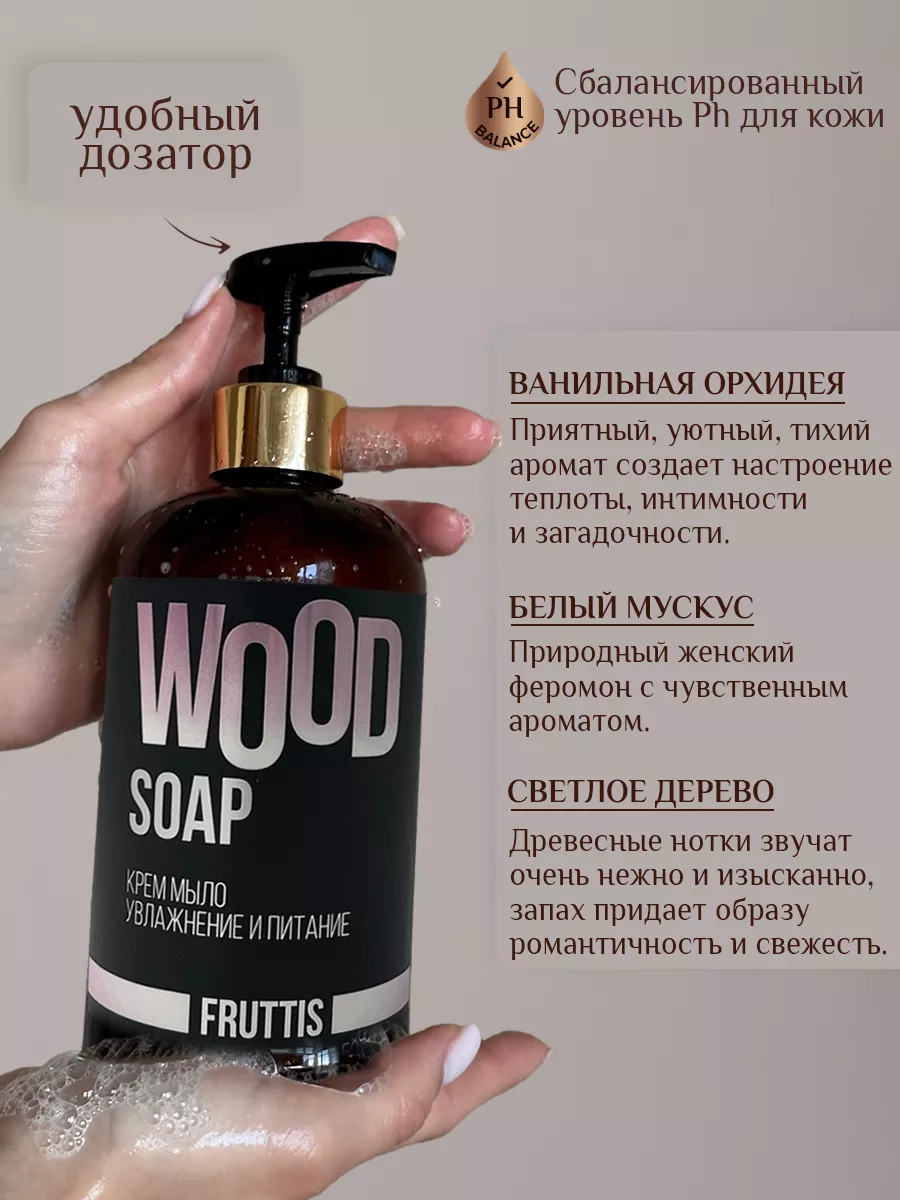 Wood Парфюмированное жидкое крем мыло для рук и тела увлажняющее