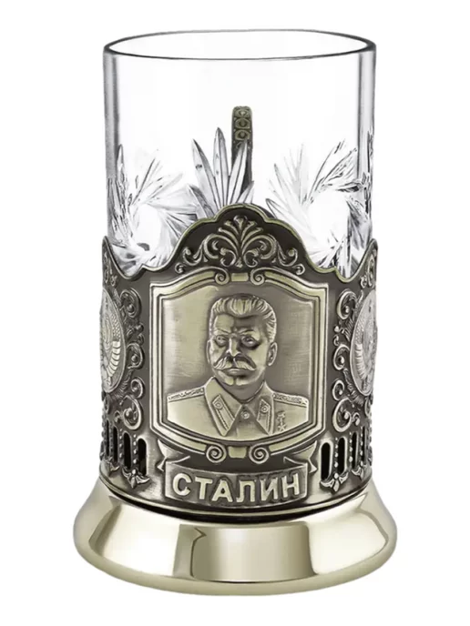 RuZons Подстаканник подарочный со стаканом для чая Сталин, белый, фото 6