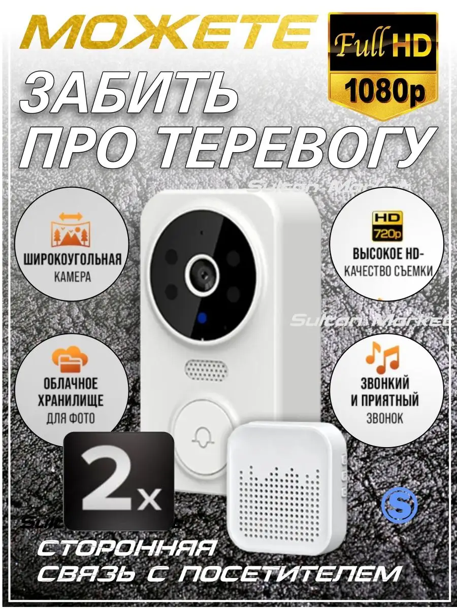 Видеозвонок беспроводной на дверь Tuya 169826364 купить в интернет-магазине  Wildberries