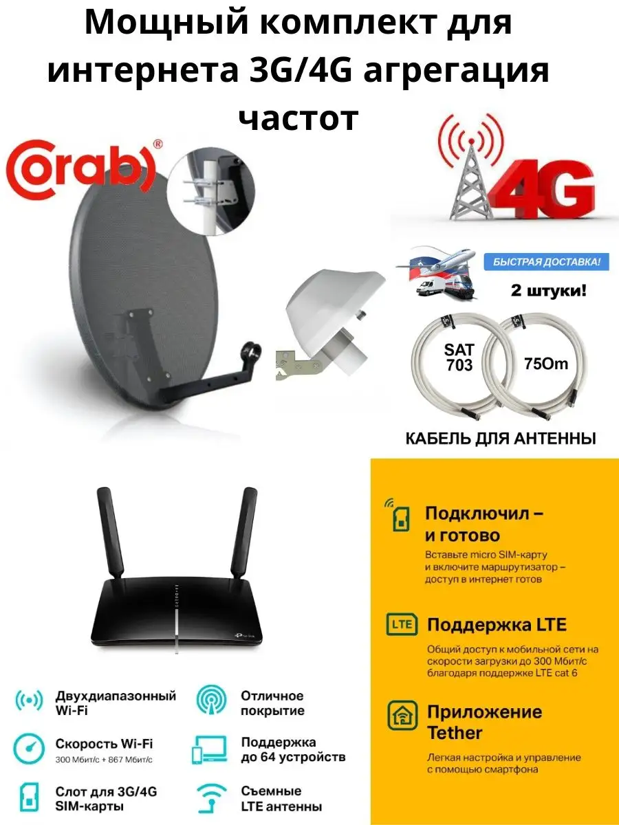 Мощный комплект усиления интернета 3G 4G до 25км от БС TP-Link 169826421  купить за 19 169 ₽ в интернет-магазине Wildberries