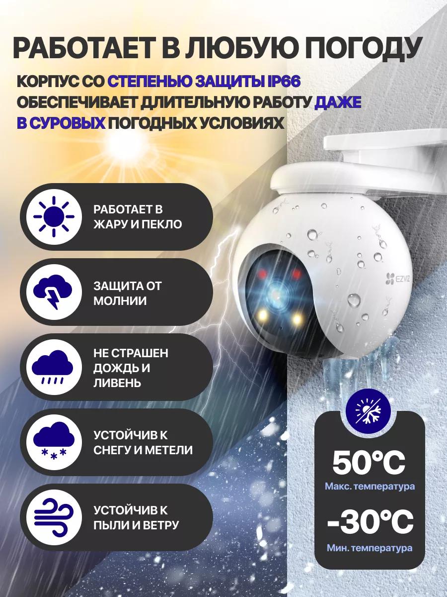 Камера видеонаблюдения уличная wifi настенная сиреной 5Мп 3К Ezviz  169882503 купить за 7 761 ₽ в интернет-магазине Wildberries