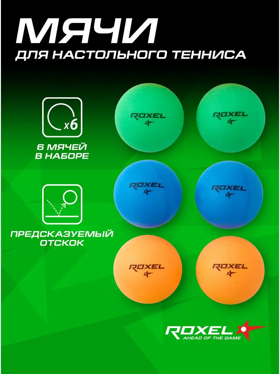 Мяч для настольно тенниса Roxel 1* Color Bounce (6шт.) Roxel 169896878  купить за 330 ₽ в интернет-магазине Wildberries