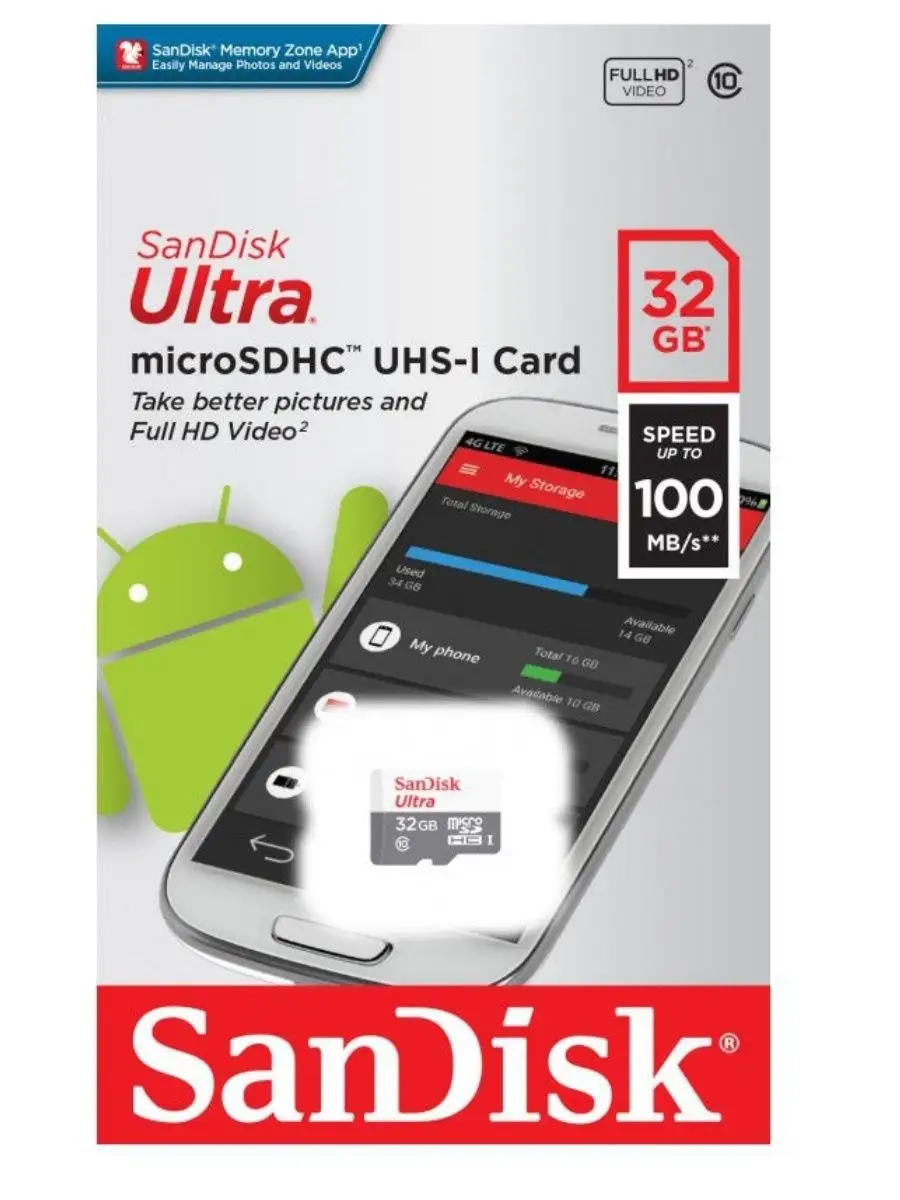 Карта памяти micro SD / Микро СД / Флешка / Flash-накопитель Sandisk  169899120 купить за 4 480 ₽ в интернет-магазине Wildberries