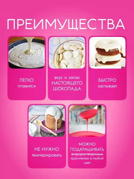 CHOCO SFERA Белый Шоколад кондитерский 1 кг (Глазурь), 2 кг, фото 2