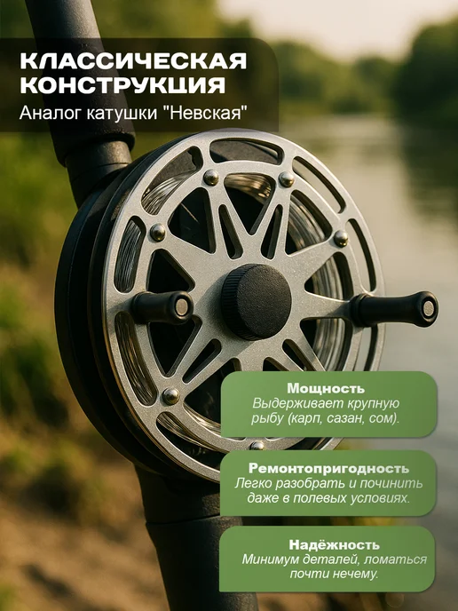 Grand House Катушка для спиннинга для рыбалки инерционная 13.см, серый, фото 2