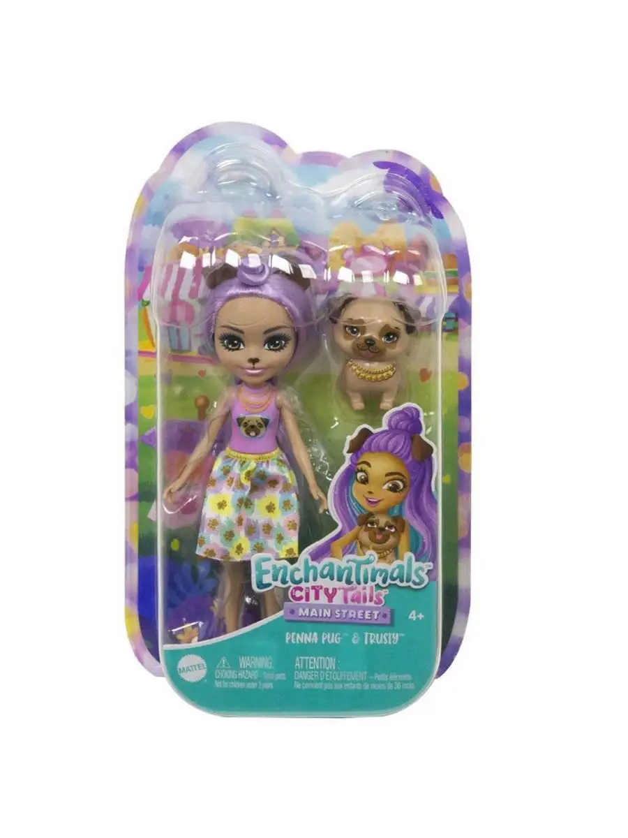 Кукла Enchantimals Собачка Мопс Пенна и питомец Трасти Mattel 169921126  купить за 2 203 ₽ в интернет-магазине Wildberries