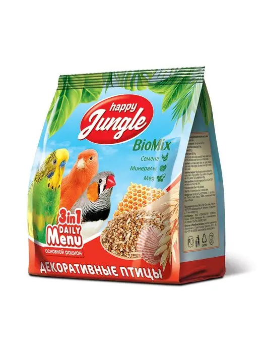 Сухой корм HAPPY JUNGLE Декоративных Птиц для собак, 0,35 кг, фото 2