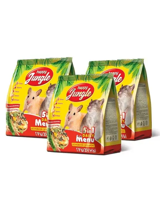 Сухой корм HAPPY JUNGLE Грызунов Штуки для собак, 0,35 кг