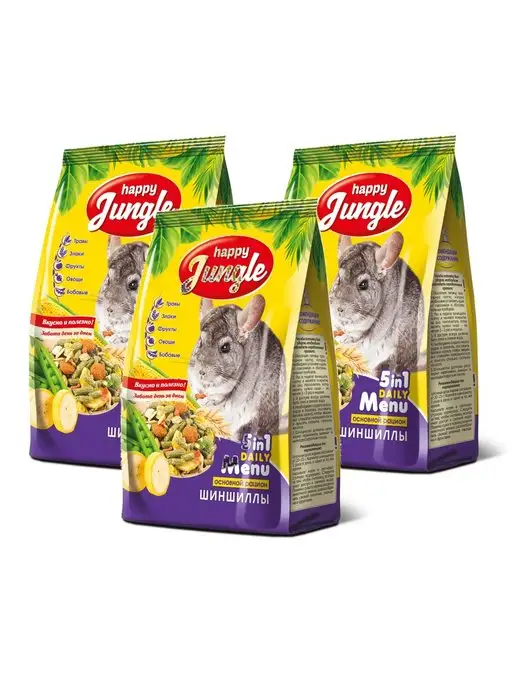 Сухой корм HAPPY JUNGLE Шиншилл Штуки для собак, 0,4 кг