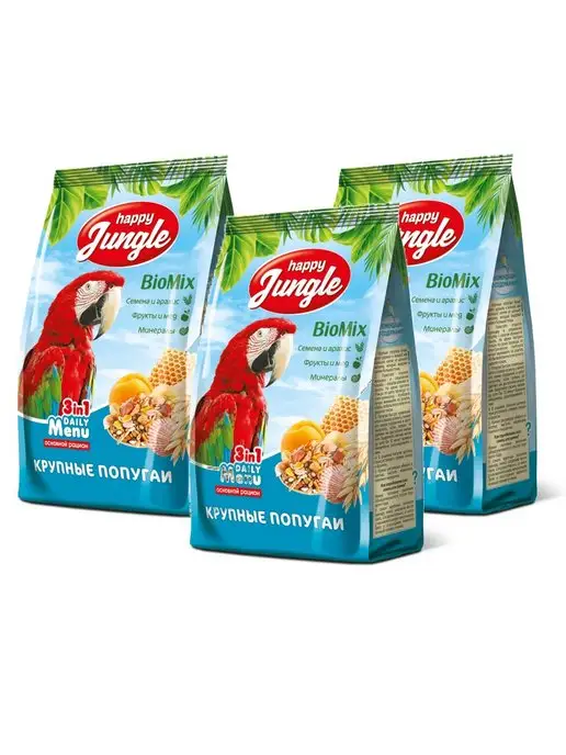 Сухой корм HAPPY JUNGLE Попугаев Штуки для собак, крупные, 0,5 кг