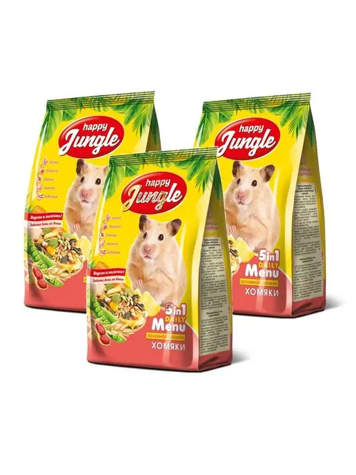Сухой корм HAPPY JUNGLE Хомяков Штуки для собак, 0,4 кг