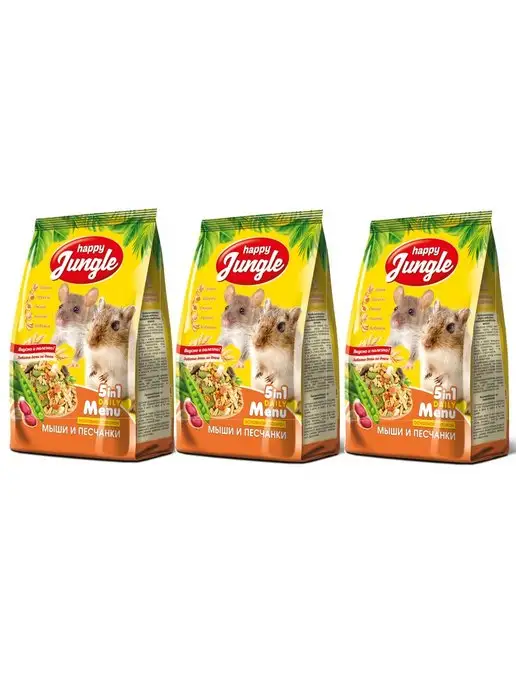 Сухой корм HAPPY JUNGLE Мышей Песчанок для собак, 0,4 кг
