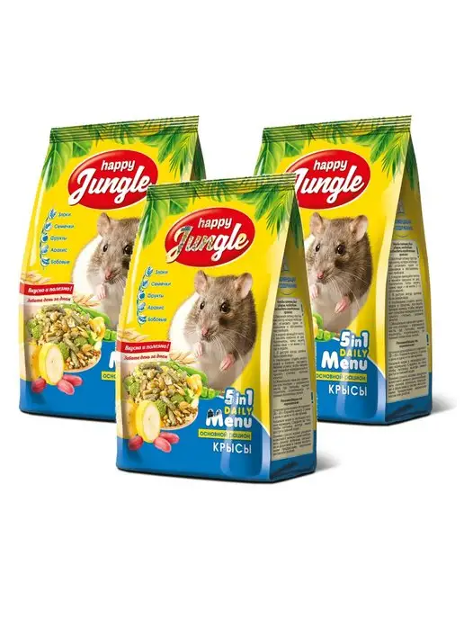 Сухой корм HAPPY JUNGLE Крыс Штуки для собак, 0,4 кг