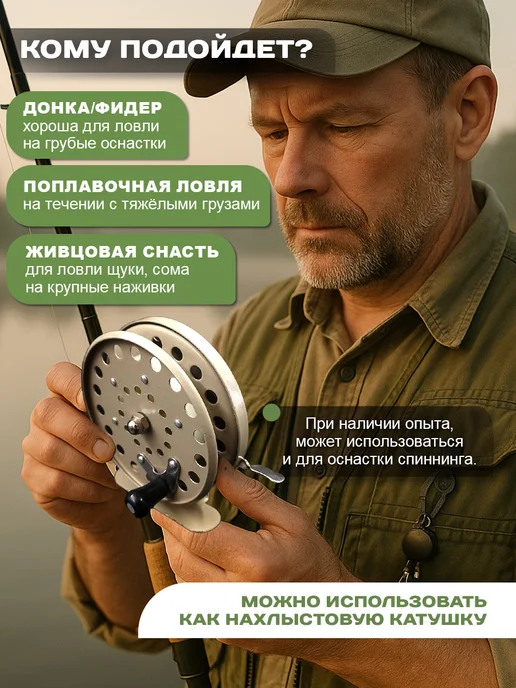 Grand House Катушка для зимней рыбалки инерционная 6.5см, зеленый, фото 3