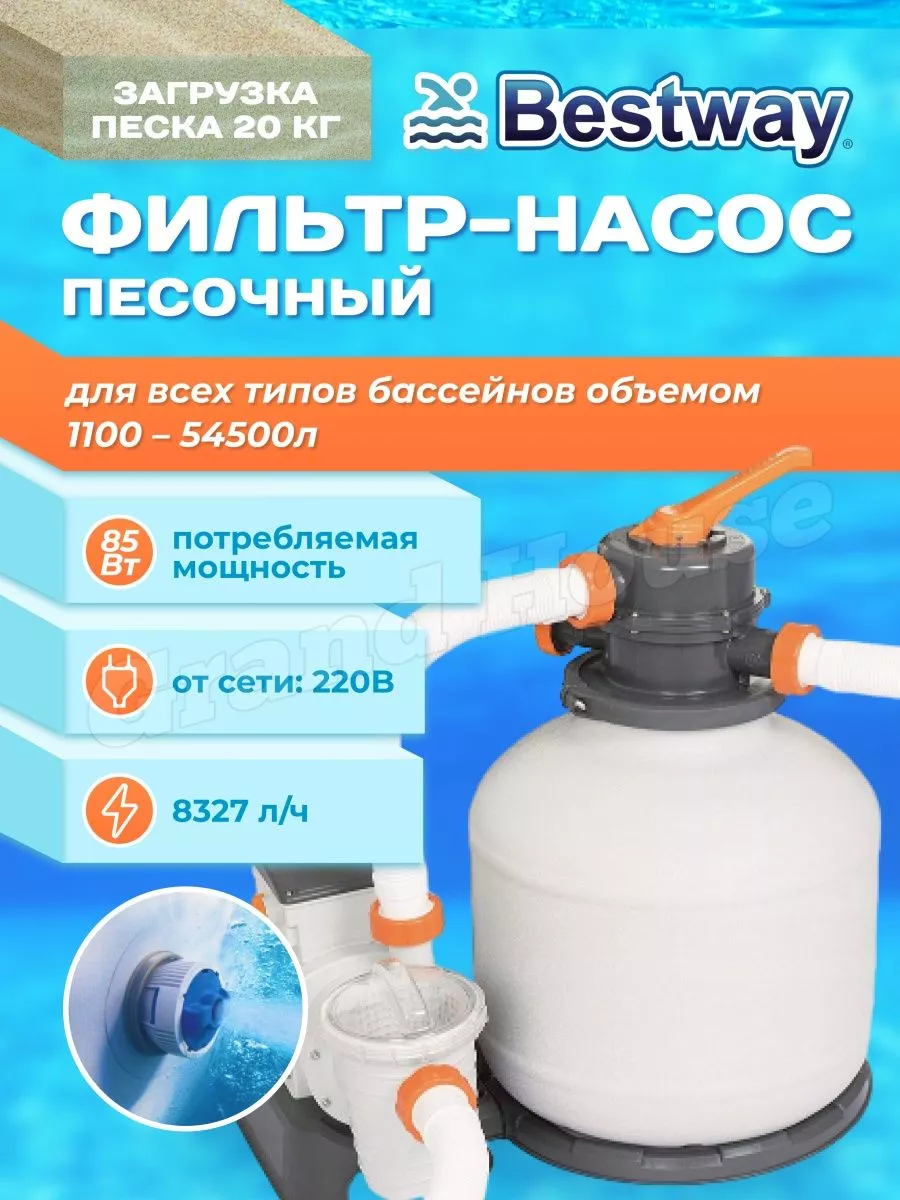 Песочный фильтр насос для очистки бассейнов Bestway Grand House 169922361  купить в интернет-магазине Wildberries